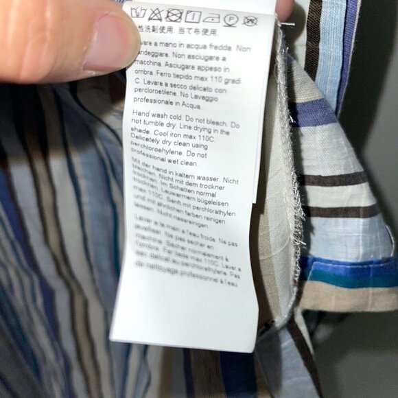 Marina Sport Diabese Tunic Womens Size 14 Striped Linen Blend Button Front Slits - Picture 12 of 13